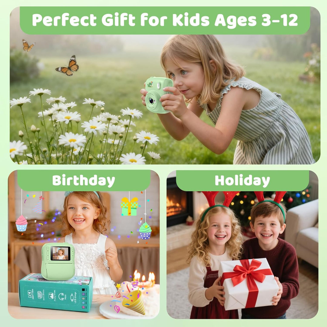 Cámara de impresión instantánea para niños, regalos de Navidad y cu...