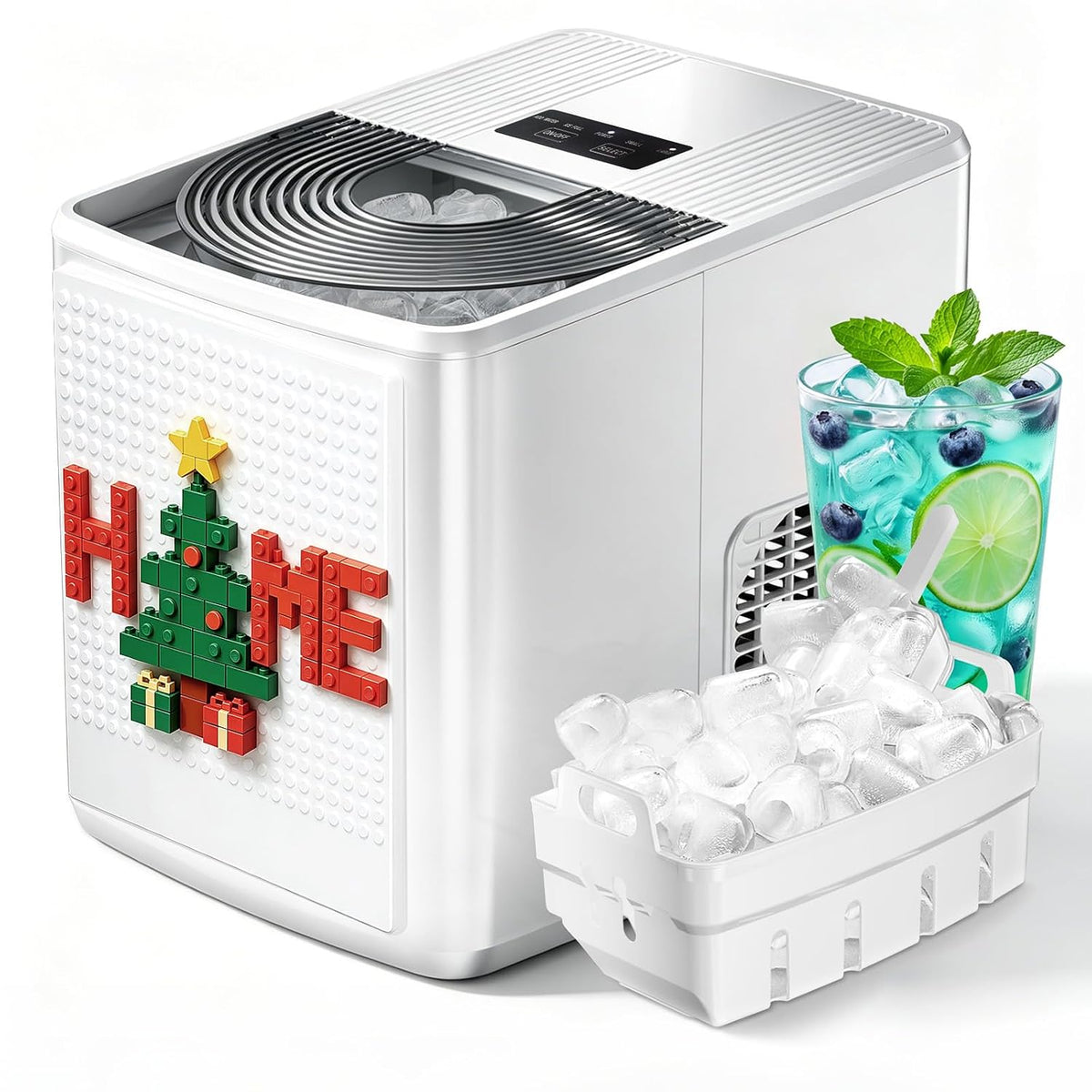 Encimera para hacer hielo, 9 balas de hielo en 6 minutos, 27 libras/24