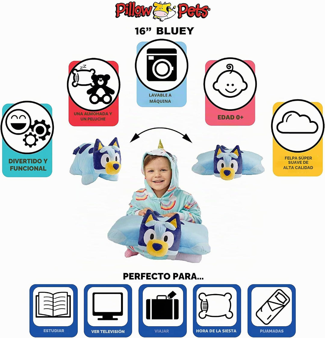 Pillow Pets Juguete de peluche de 16 pulgadas Bluey, BBC Studios pa...