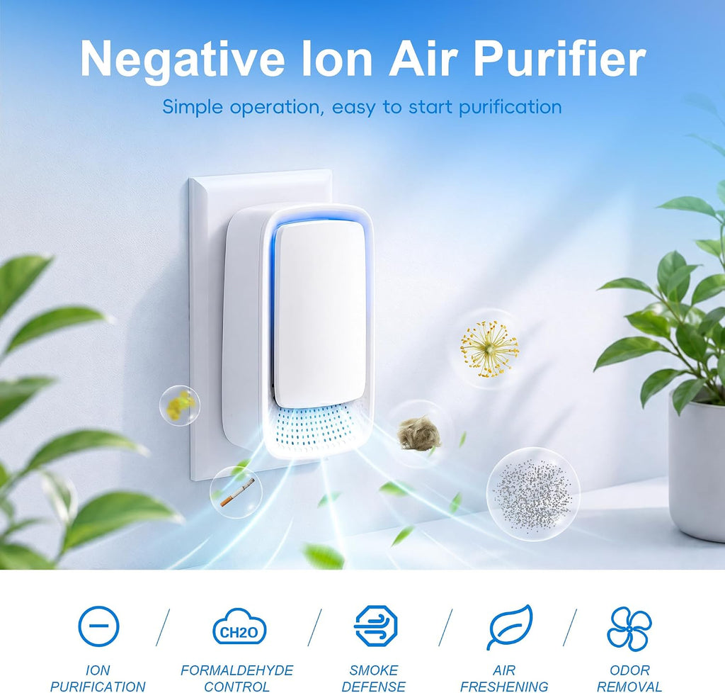Plug In Air Ionizers 4 Pack - Pequeños Purificadores de Aire para el Hogar, Dormitorio, Viaje