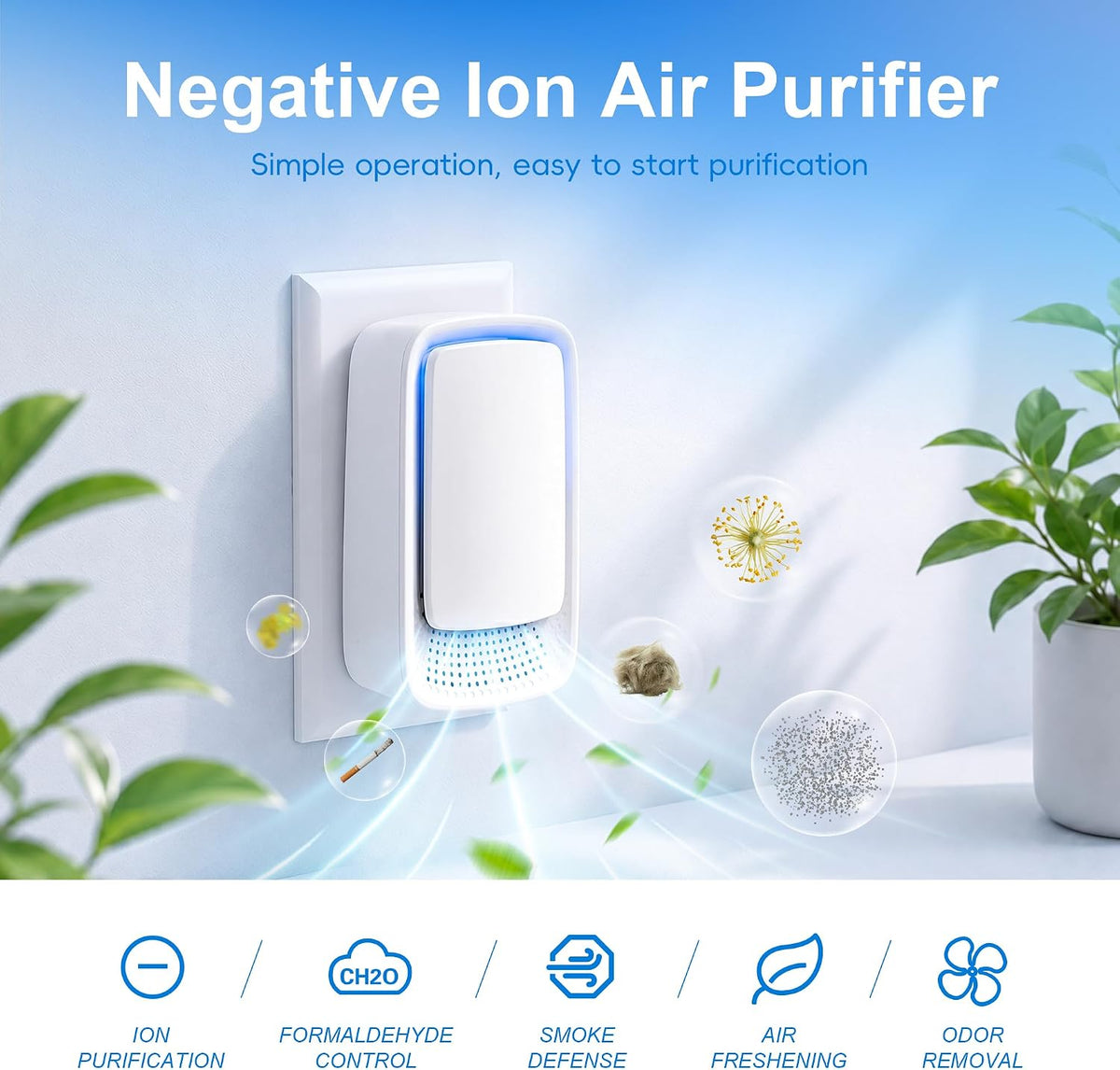 Plug In Air Ionizers 4 Pack - Pequeños Purificadores de Aire para el Hogar, Dormitorio, Viaje