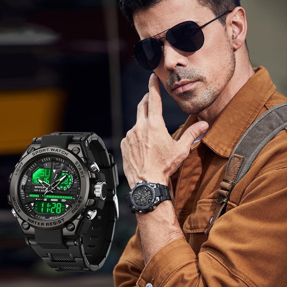 Relojes deportivos para hombre al aire libre, impermeable, militar, fecha, tácticas, LED, alarma, cronómetro