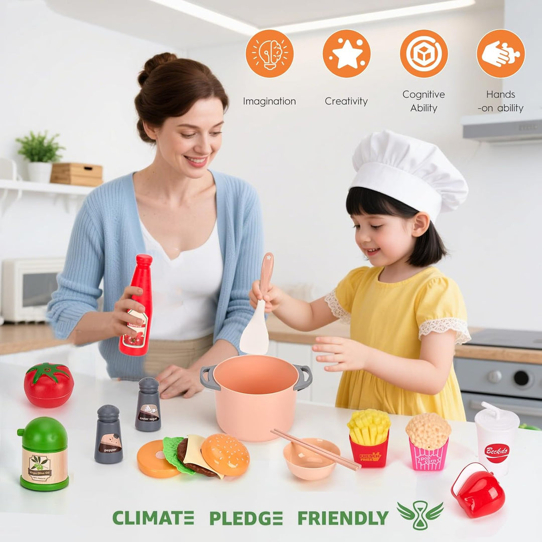 Funpynani - Juego de cocina de 130 piezas para niños pequeños, jueg...