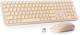 UBOTIE Combo de teclado y mouse inalámbricos, teclas redondas retro...