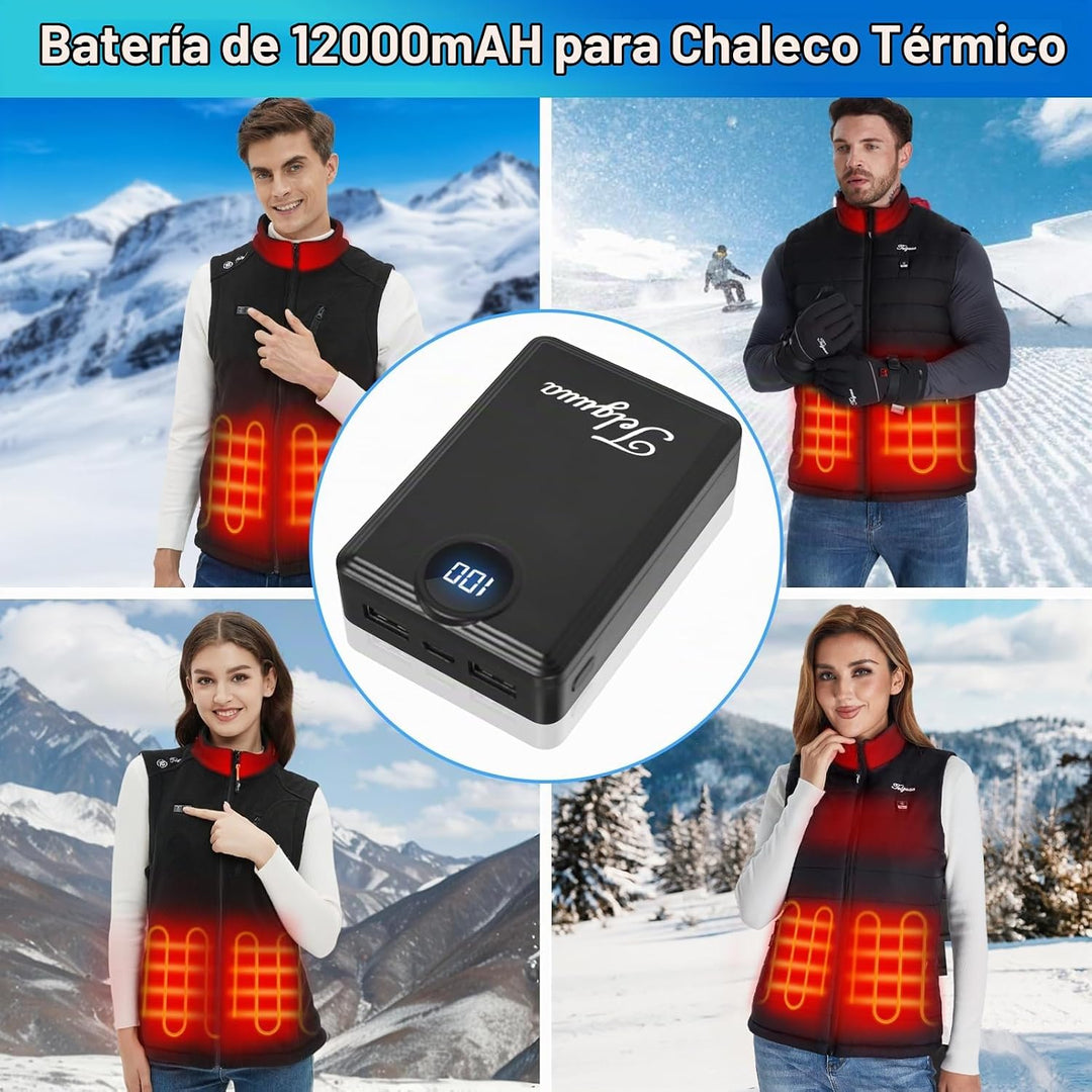 Telguua Paquete de batería de chaleco térmico de 12000 mAh, batería...