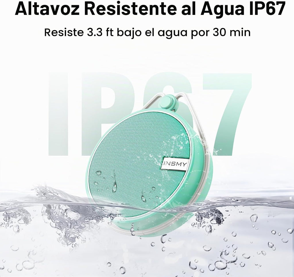 INSMY C12 Altavoz Bluetooth Portátil Pequeño Impermeable IP67 para Ducha