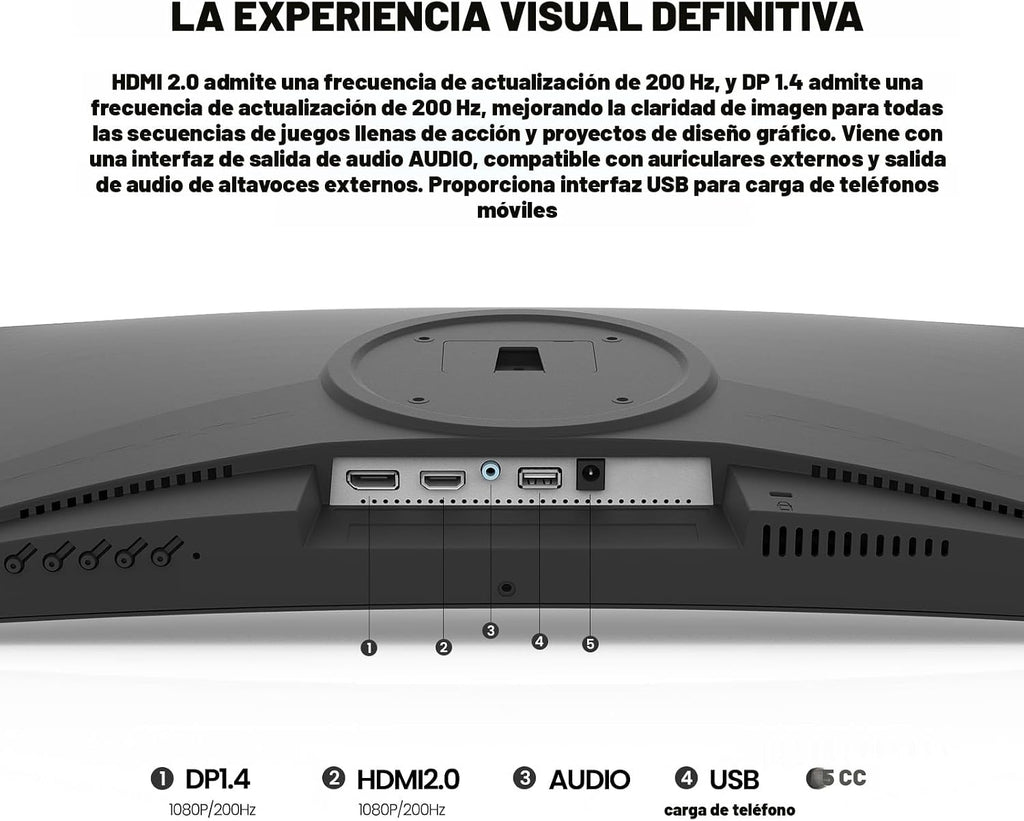 CRUA Monitor curvo para juegos FHD 1080P 200Hz de 24 pulgadas, Free...