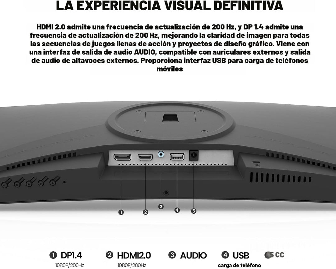 CRUA Monitor curvo para juegos FHD 1080P 200Hz de 24 pulgadas, Free...