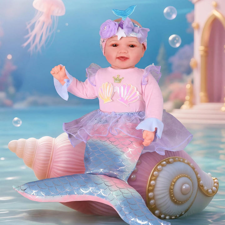 BABESIDE Muñeca de sirena para niñas, muñecas de bebé realistas de...
