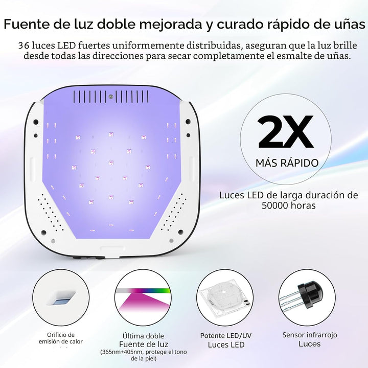 Luz UV para uñas, lámpara UV de uñas Lavinda de 54 W recargable, se...