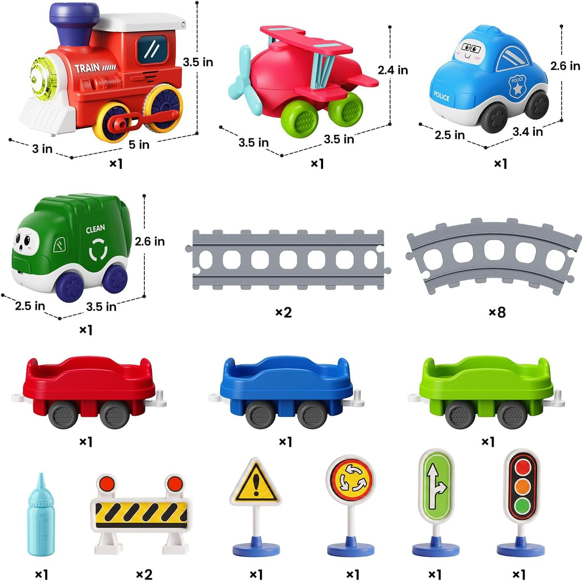 Juego de tren eléctrico para niños pequeños con vapor, luces y música