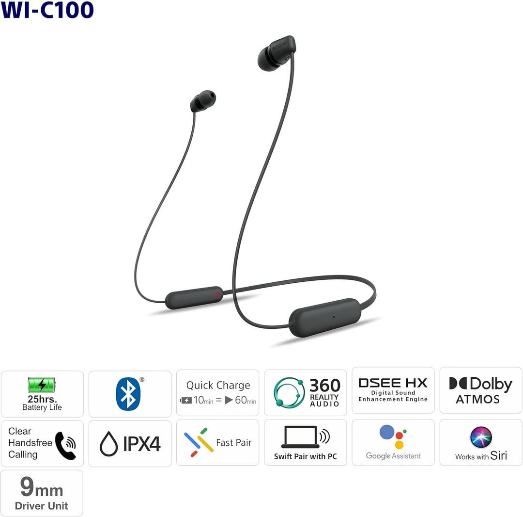 Sony WI-C100 - Auriculares inalámbricos Bluetooth con micrófono int...