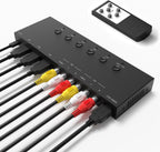 Interruptor HDMI/AV de 5 pulgadas a 1 salida (2 entradas AV+3 entradas HDMI 2.0) convertidor RCA a HDMI para PS1/2/3/4/5, N64, SNES, Switch, DVD, Roku, etc.