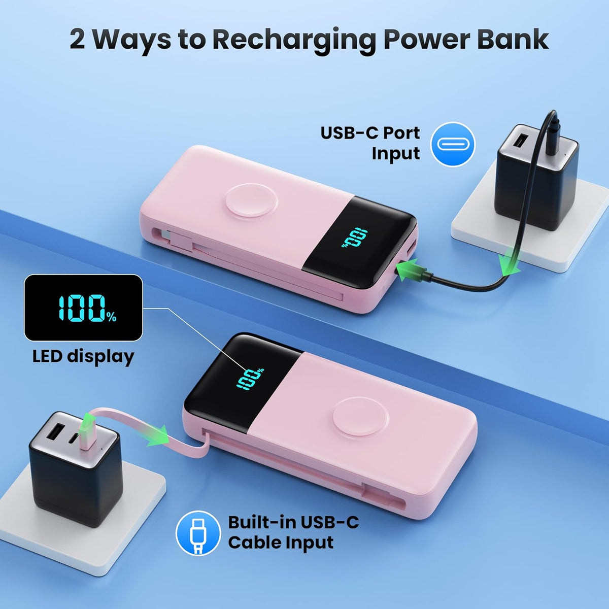 Cargador portátil de 40800 mAh con cables integrados