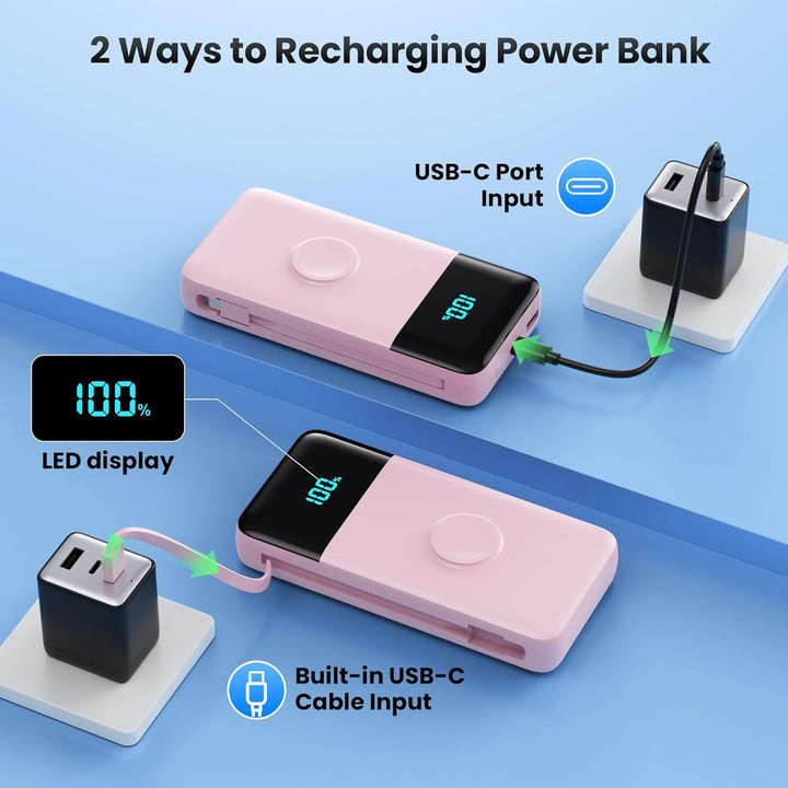 Cargador portátil de 40800 mAh con cables integrados, batería portá...
