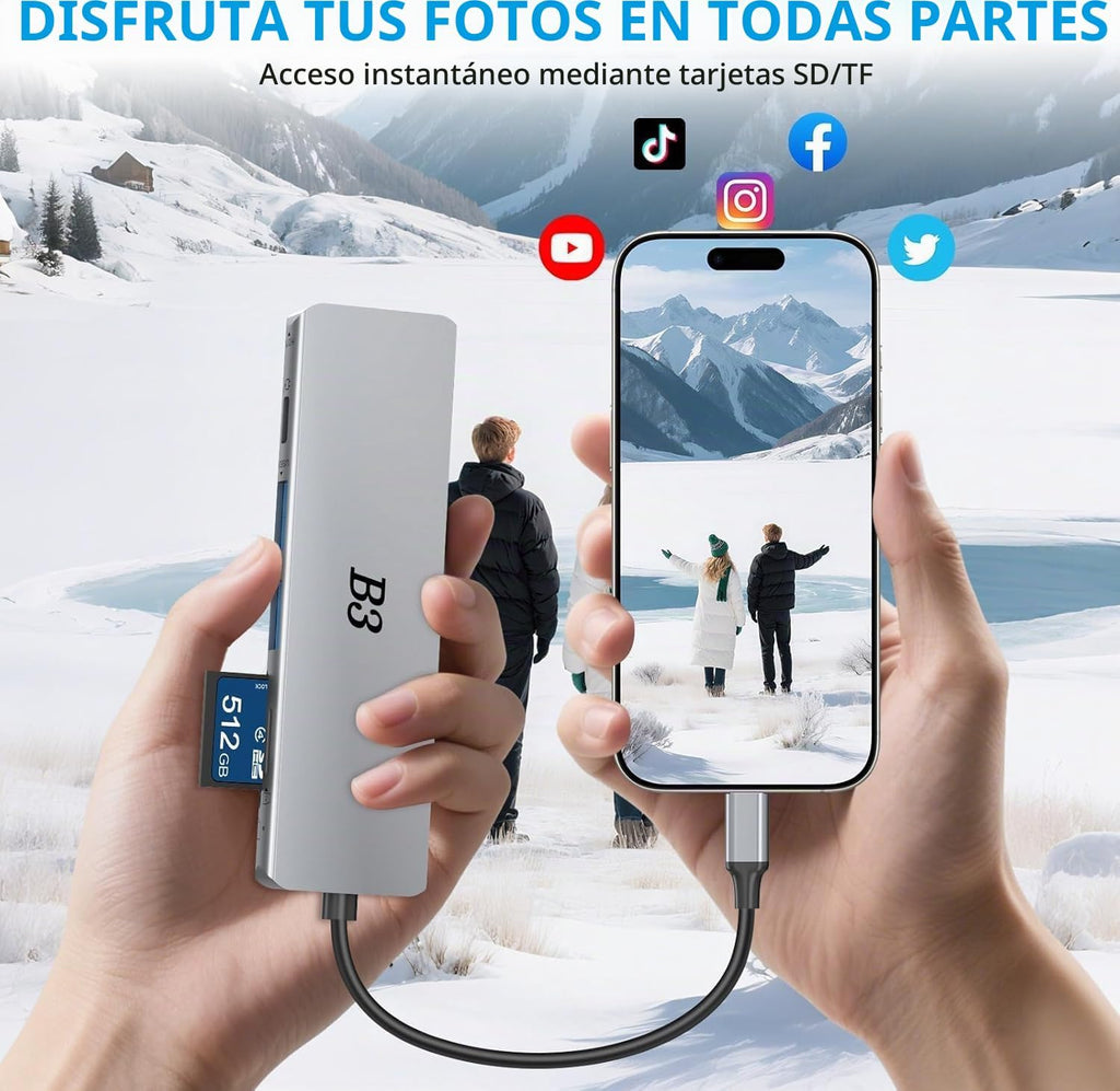 B3 BIGTHREE, TC059, hub USB 3.0 de 2 puertos