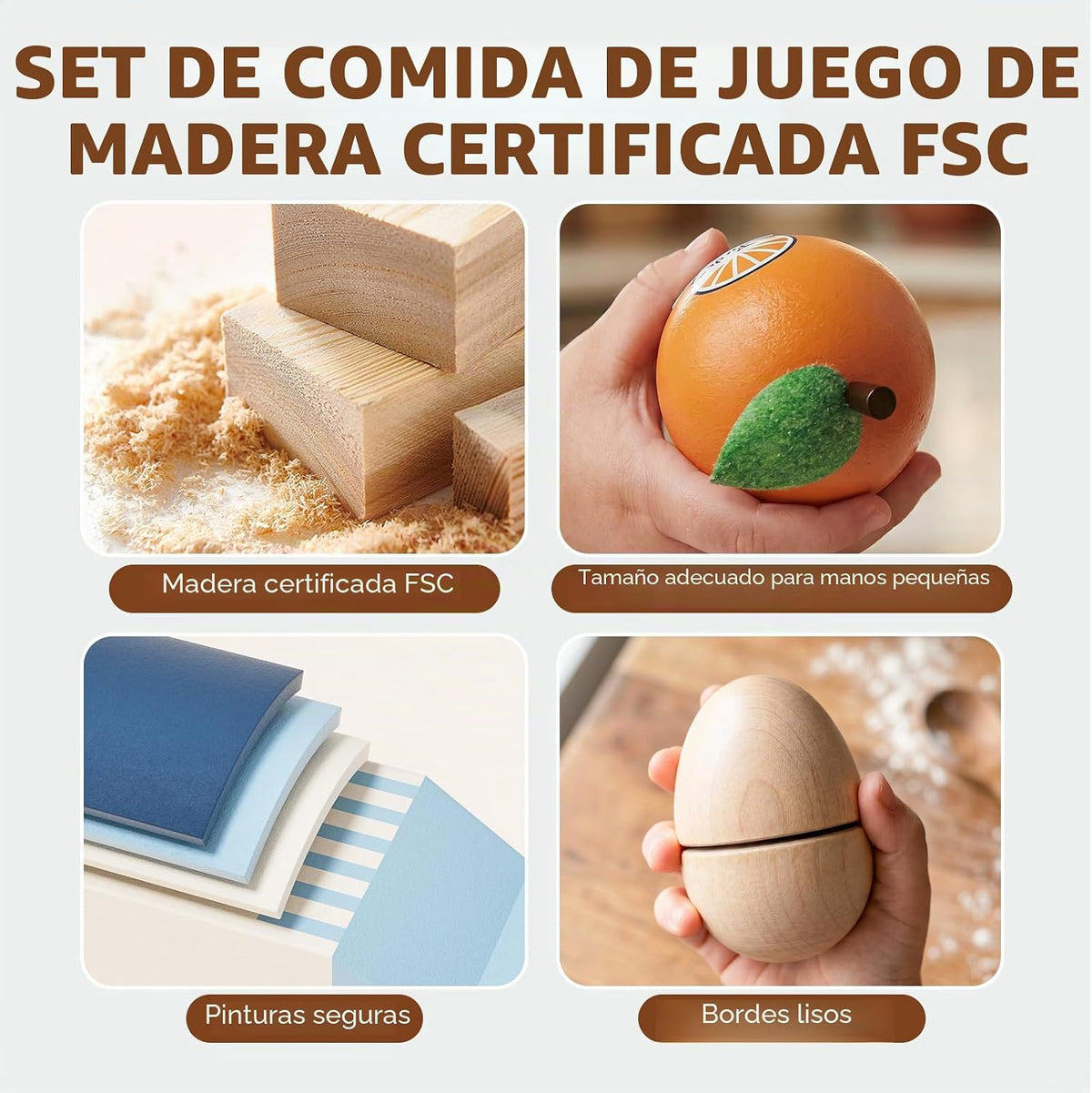 Lehoo Castle Juego de comida de madera para la cocina de los niños, juego