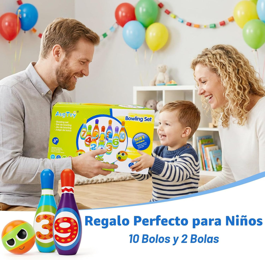 Juego de bolos para niños AugToy 2-5 años, juego de bolos de interi...