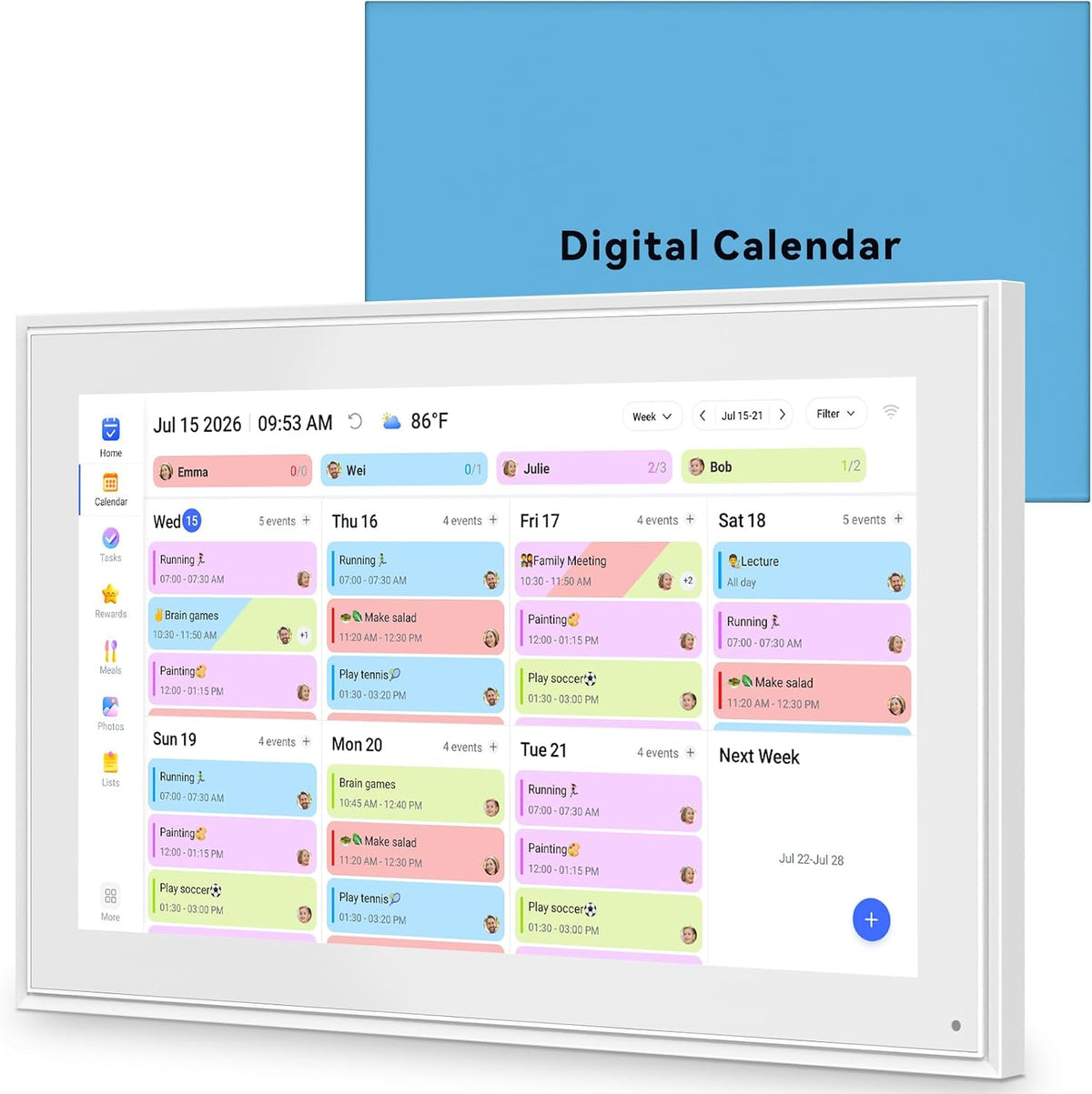 Calendario digital de 15.6 pulgadas, pantalla táctil de pared, calendario electrónico de 32 GB + planificador familiar inteligente, montaje en pared y escritorio, regalos para mujeres y hombres, regalos para mamá y papá