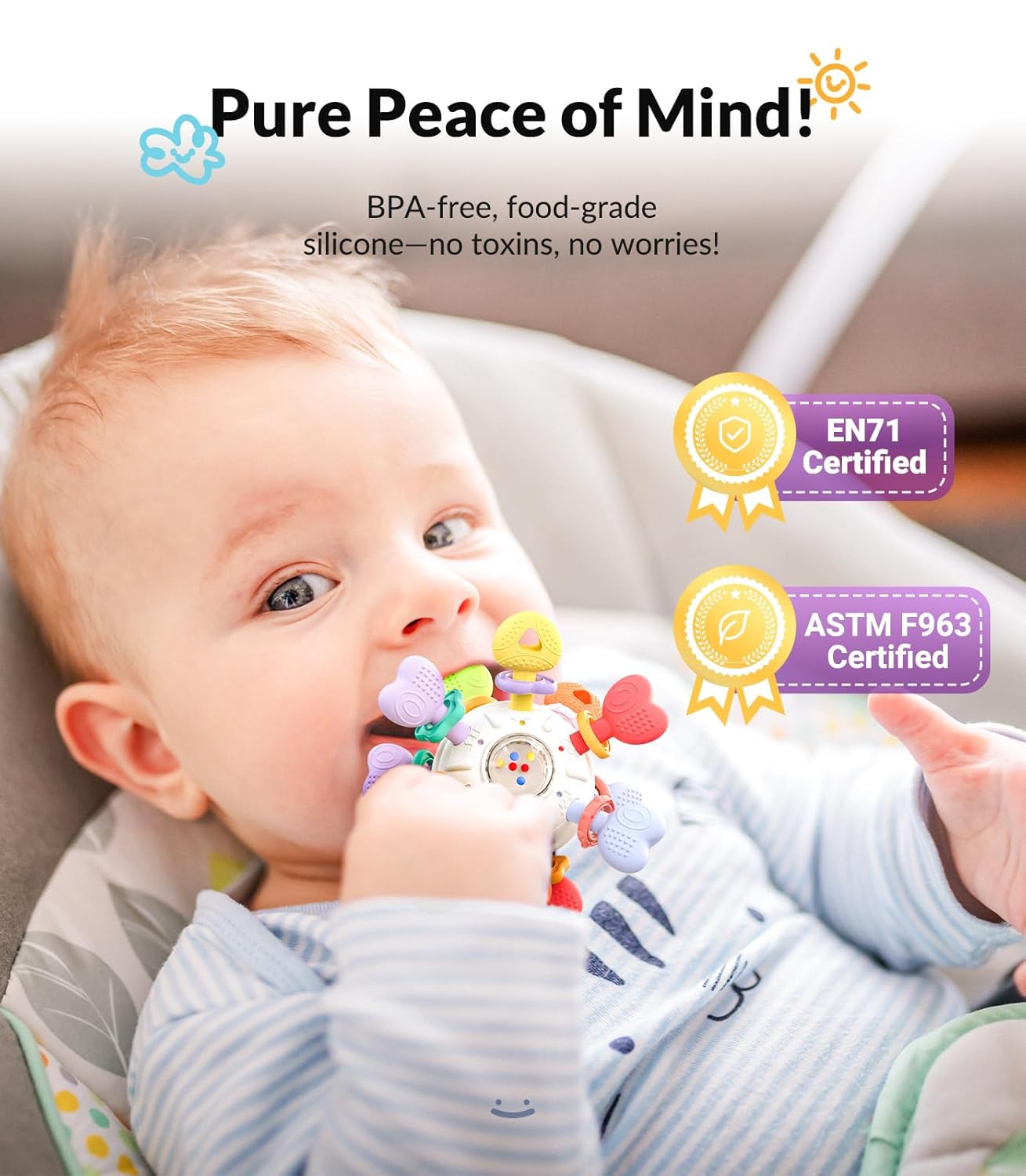 Juguetes Montessori para sonajeros y dentición para bebés