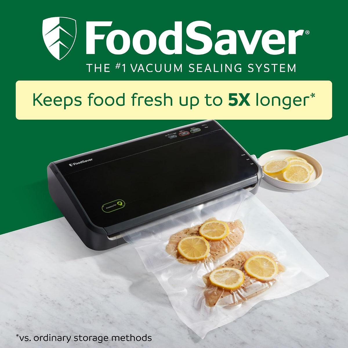 Máquina Selladora al Vacío FoodSaver, Detección Automática de Bolsas, Compatible con Sous Vide, con bolsas selladoras, rollo, sellador al vacío de mano, negro