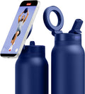 RINGO Pro Botella de agua aislada, soporte magnético para trípode para teléfono, azul, 24 onzas