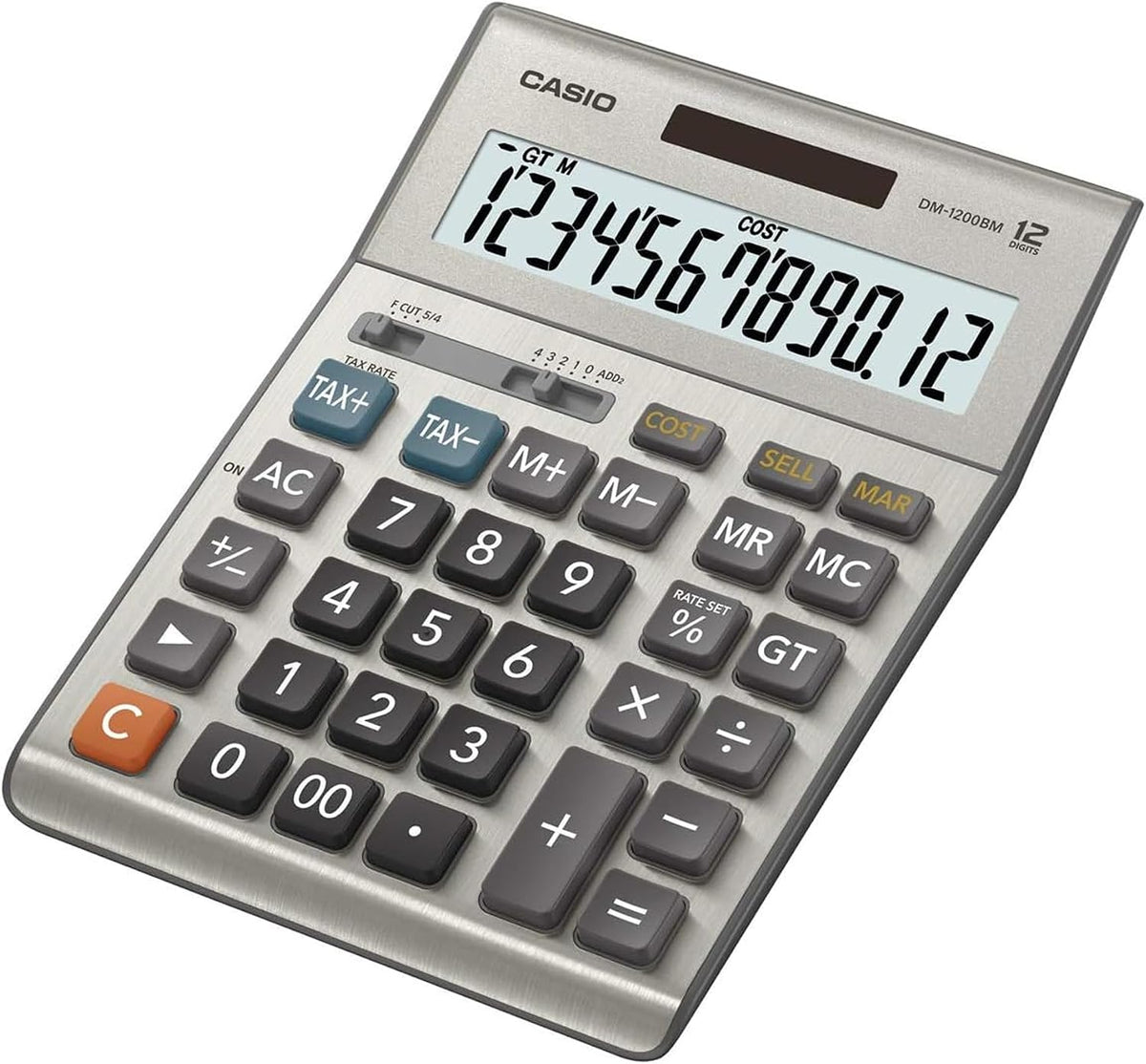 Casio Calculadora de escritorio empresarial DM-1200BM, costo/venta/margen