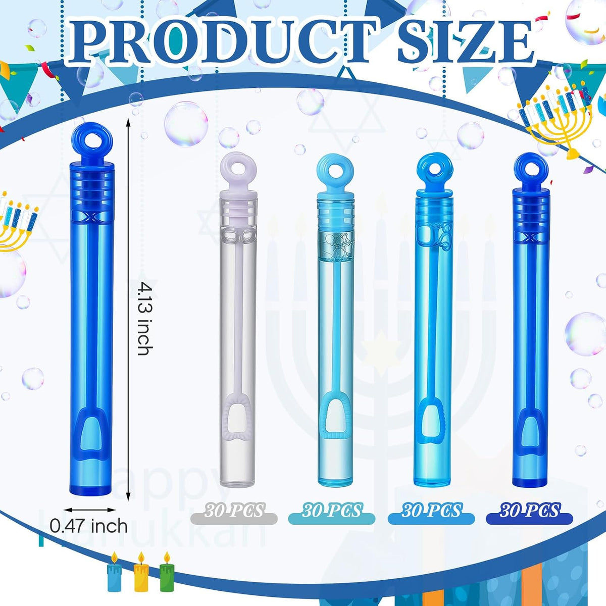 Lunmon 120 piezas de mini varitas de burbujas de invierno a granel, regalos de fiesta de invierno, regalos para niños pequeños, Hanukkah, Janucá, suministros de fiesta de cumpleaños, bolsa de regalo