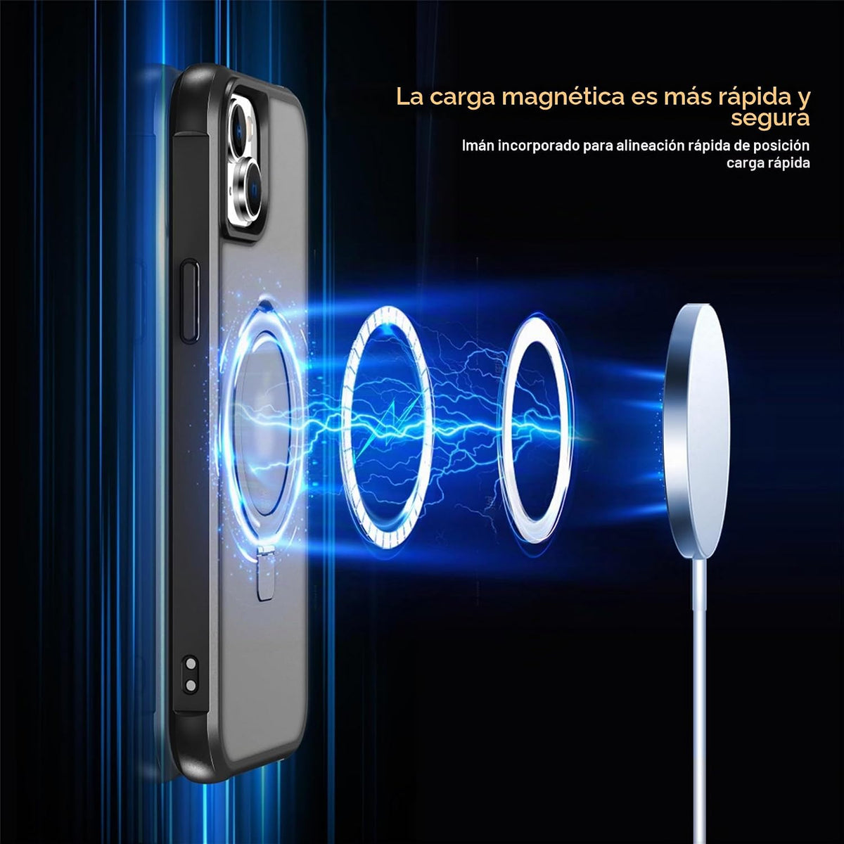 SKYLMW – Funda compatible con iPhone 15 con soporte magnético invisible tipo anillo, funda translúcida de grado militar para iPhone 15 de 6.1 pulgadas [compatible con MagSafe] [excelente sensación de