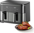 Freidora de aire grande de 12 cuartos con cesta doble (4 QT+8 QT), pantalla táctil digital 13 en 1 con 50 revestimientos de papel, sincronización y funciones duales, horneado, asado