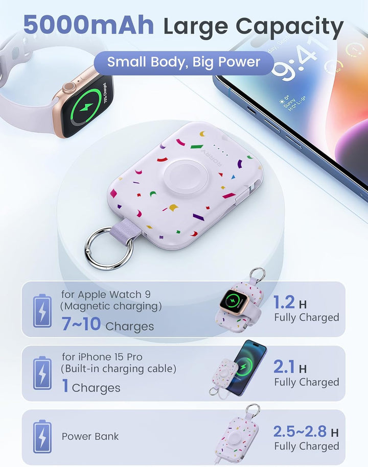 RORRY Cargador portátil de 5000 mAh ,batería externa con cables int...