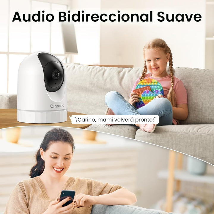 Cinnado - Cámara de seguridad para interiores 2K, cámaras WiFi 360°...