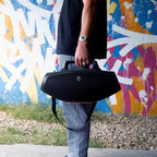 Skullcandy Barrel Bocina Bluetooth Boombox — Bocina portátil inalámbrica resistente al agua, con modo de luces LED, batería de 12 horas, Multi-Link y salidas de carga USB-C y USB-A (Negro)