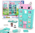 Tile Town Gabby's Dollhouse - Juego de 35 piezas de azulejos magnéticos interactivos, incluye figuras de patas Gabby y Pandy, azulejos de acción
