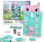 Tile Town Gabby's Dollhouse - Juego de 35 piezas de azulejos magnéticos interactivos, incluye figuras de patas Gabby y Pandy, azulejos de acción