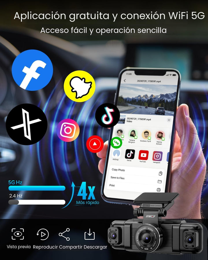 IIWEY N5 - Cámara de tablero de 4 canales con visión de