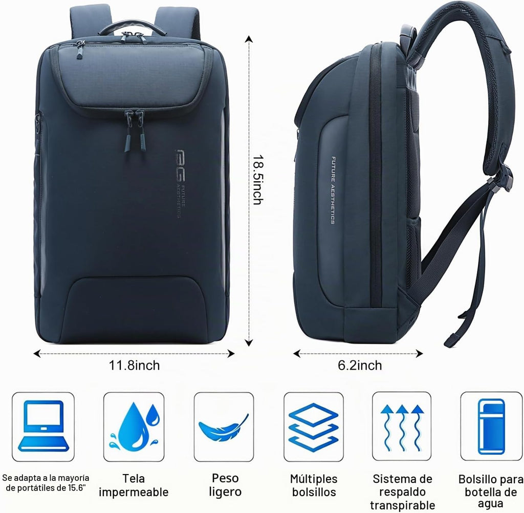 BANGE Mochila ergonómica antirrobo para laptop para hombres y mujeres, mochila de viaje de negocios de 15.6 pulgadas, impermeable, ligera, duradera para oficina, al aire libre