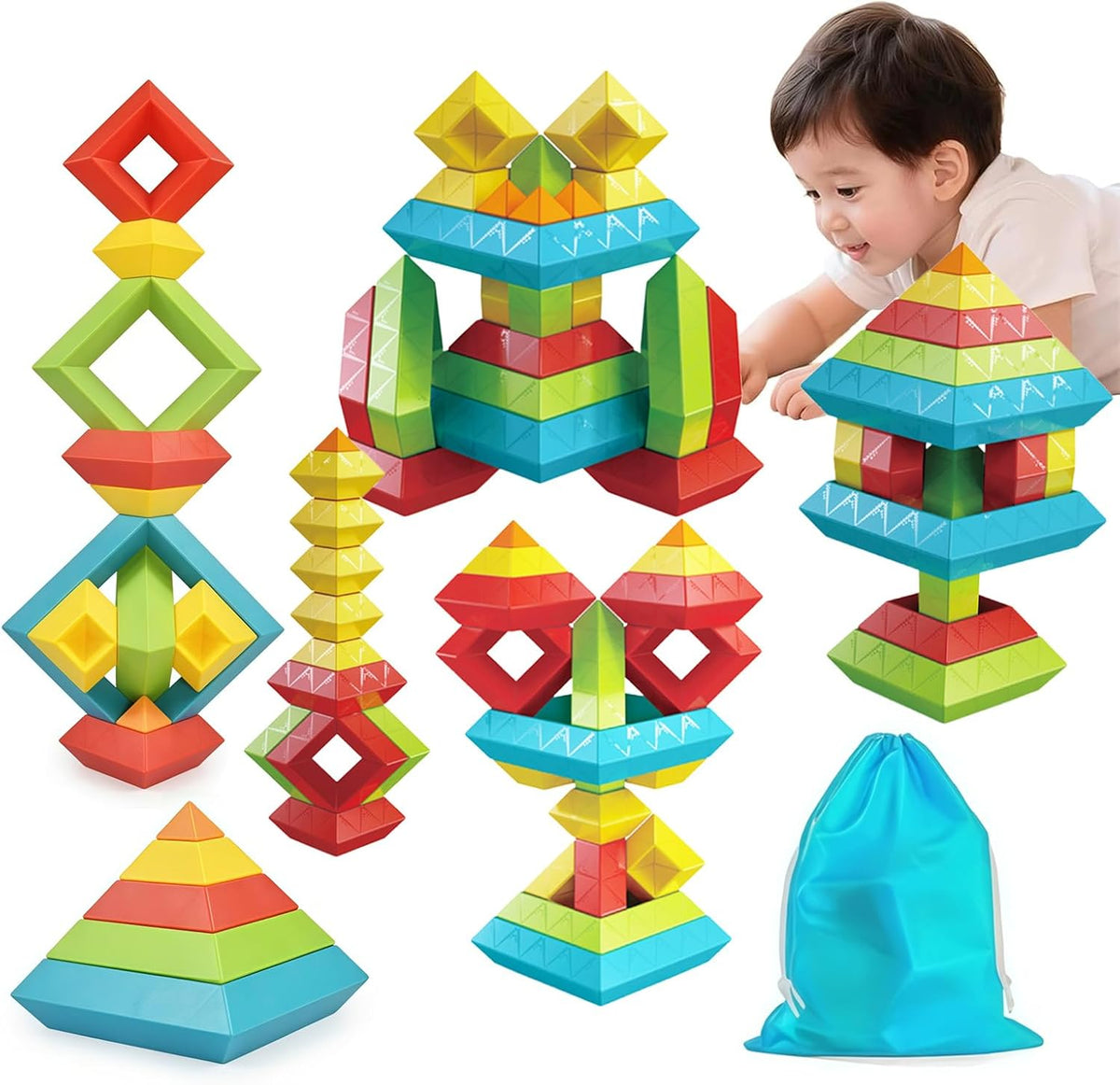64 piezas de bloques de construcción para niños pequeños, juguetes