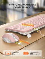 SABLUTE Combo ergonómico de teclado y mouse inalámbricos, teclado W...