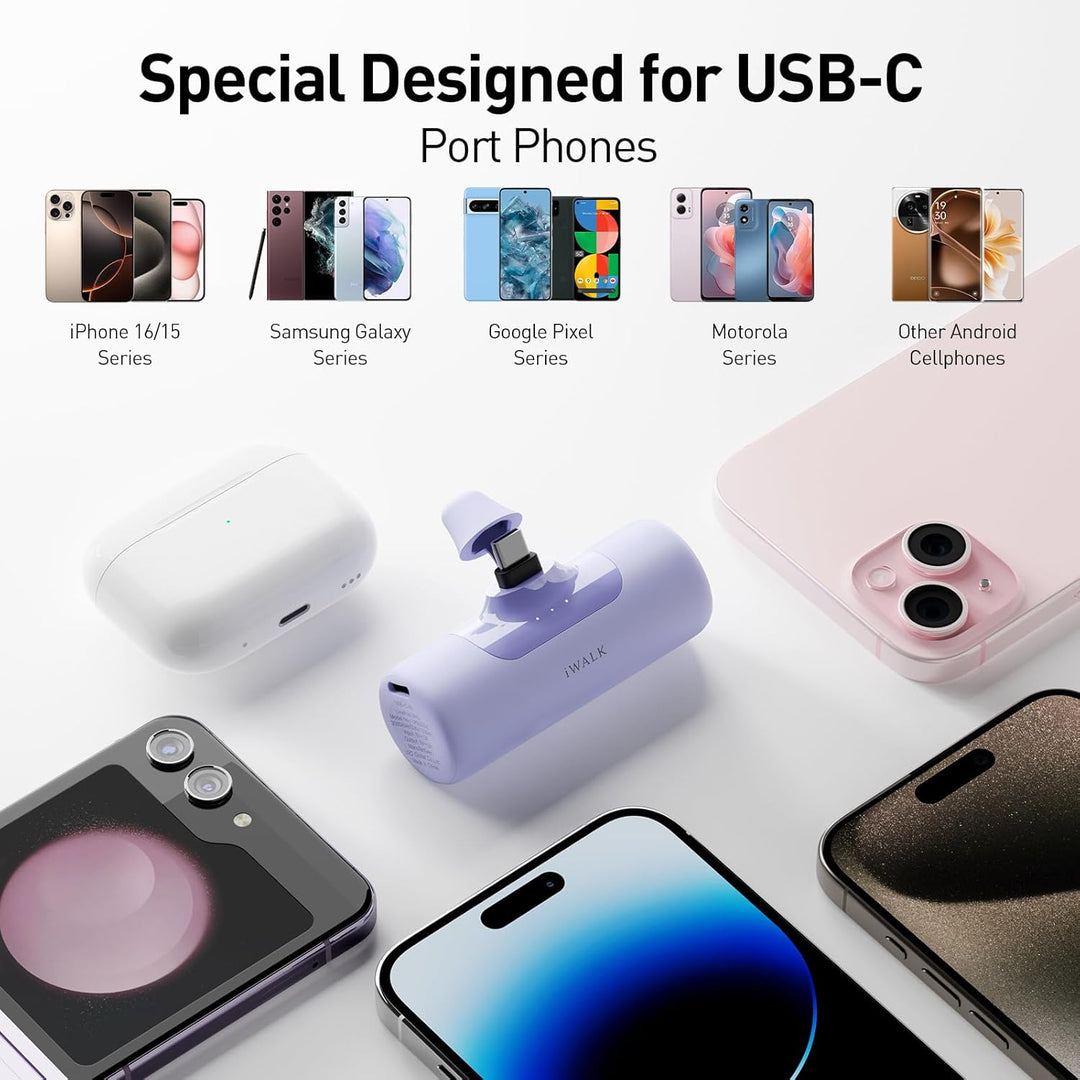 iWALK Cargador portátil de 4,500mAh para iPhone 15\/16\/17, batería...