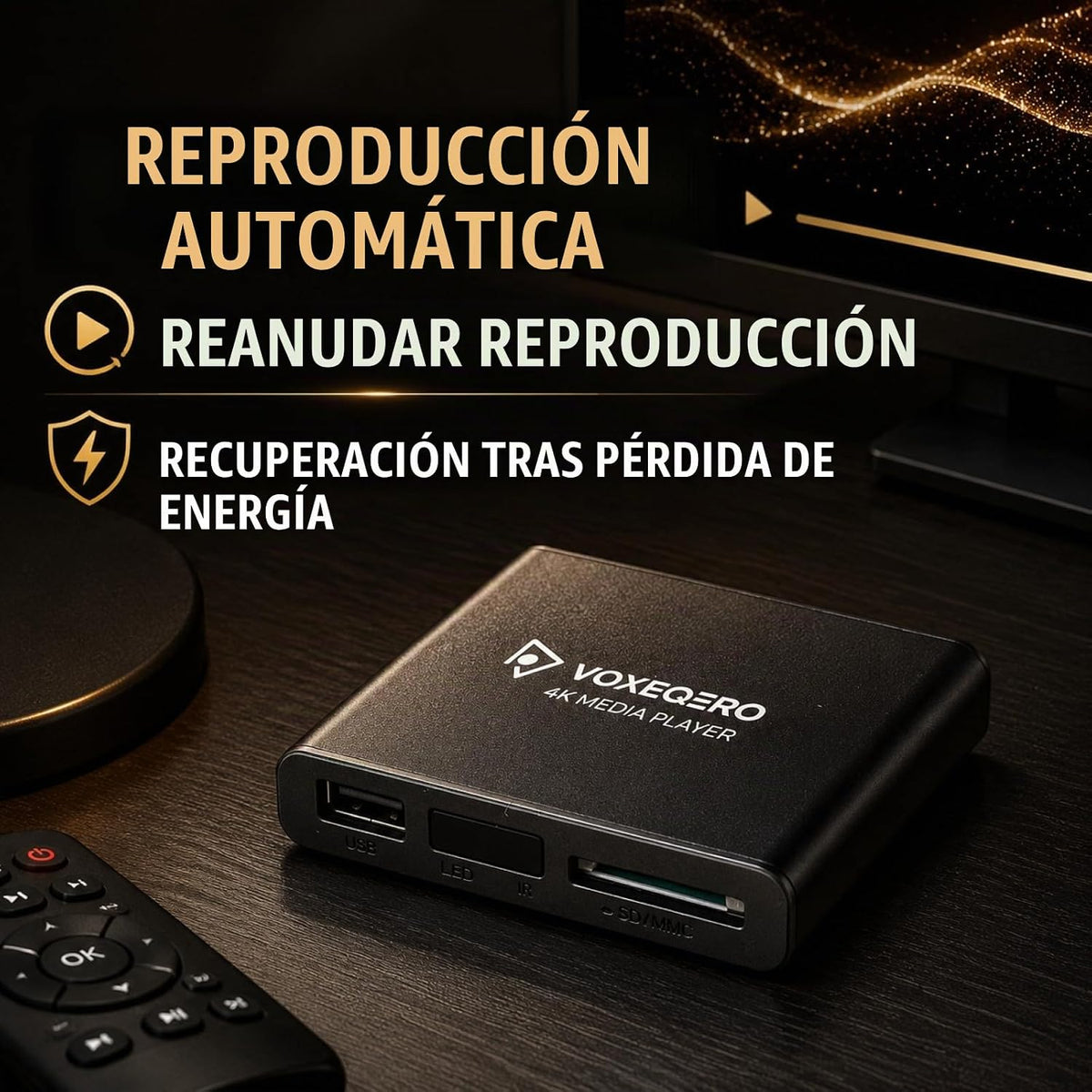 Reproductor multimedia 4K para TV, reproducción USB SD, salida HDMI AV