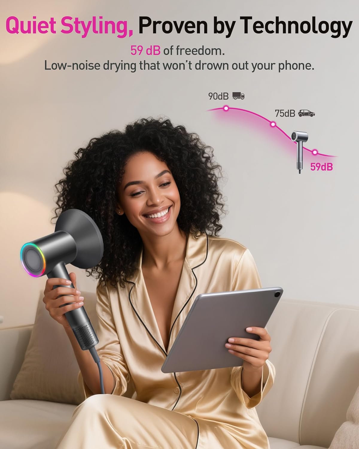 Secador de pelo de plasma para cabello largo de mujer, estilo para...