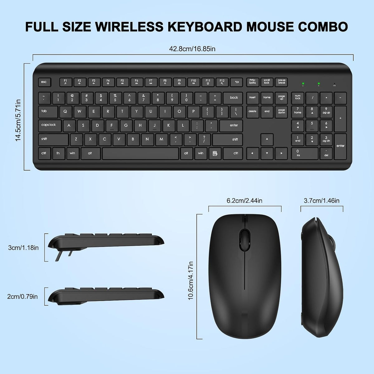 Combo de teclado y ratón inalámbricos, teclado ergonómico silencios...