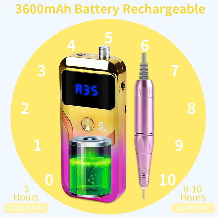 Taladro de uñas portátil profesional de 35000 RPM, MOCOWIND recarga...