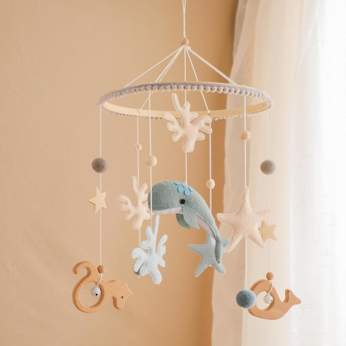 let's make Móvil para cuna para bebés niños niñas Océano Ballena Móvil de cuna neutro en género Hecho a mano Móvil de techo Mejores regalos para Navidad Cumpleaños Baby Shower