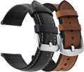 Fullmosa Correa de reloj de cuero de liberación rápida de 0.787 in, correa de reloj de cuero y silicona de 0.787 in, hebilla marrón+negra, Classic