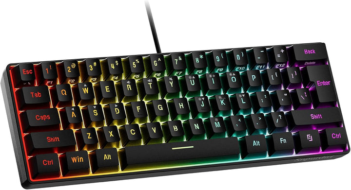 Snpurdiri Teclado para juegos 60% con cable, mini teclado ultracomp...