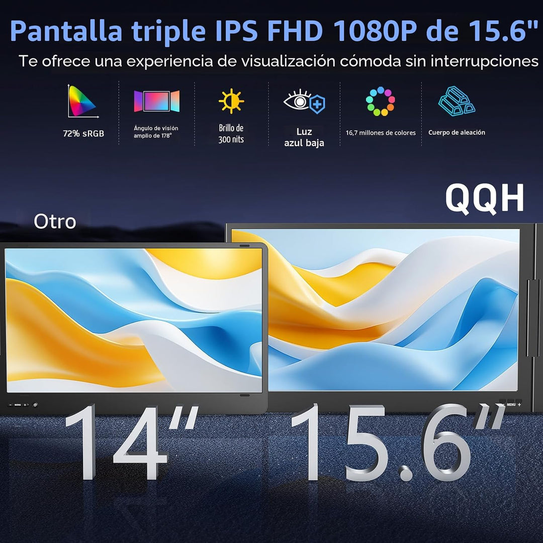 QQH Extensor de pantalla para laptop, monitor portátil triple de 15...