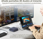 j5create Base USB-C 11 en 1 - Pantalla HDMI 4K dual, USB-A x 2, USB-C x 2