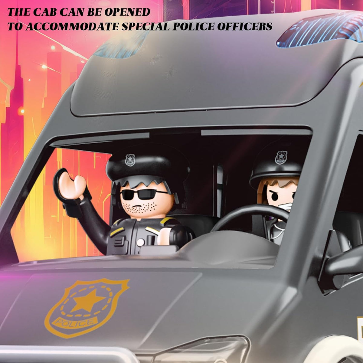 Camión de juguete de coche de policía para niños de 3 a 8 años, autos de juguete grandes con luces y sonidos, vehículos de emergencia para niños pequeños, juego de rol de aplicación de la ley, juguetes para niños de 3, 4, 5, 6, 7, 8, 9, 10, 11, 12